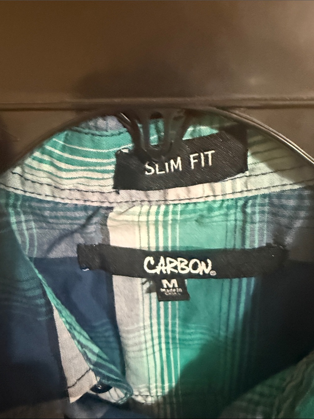 Carbon Teal and Navy Plaid Button-Down Shirt - Picture 2 of 4
